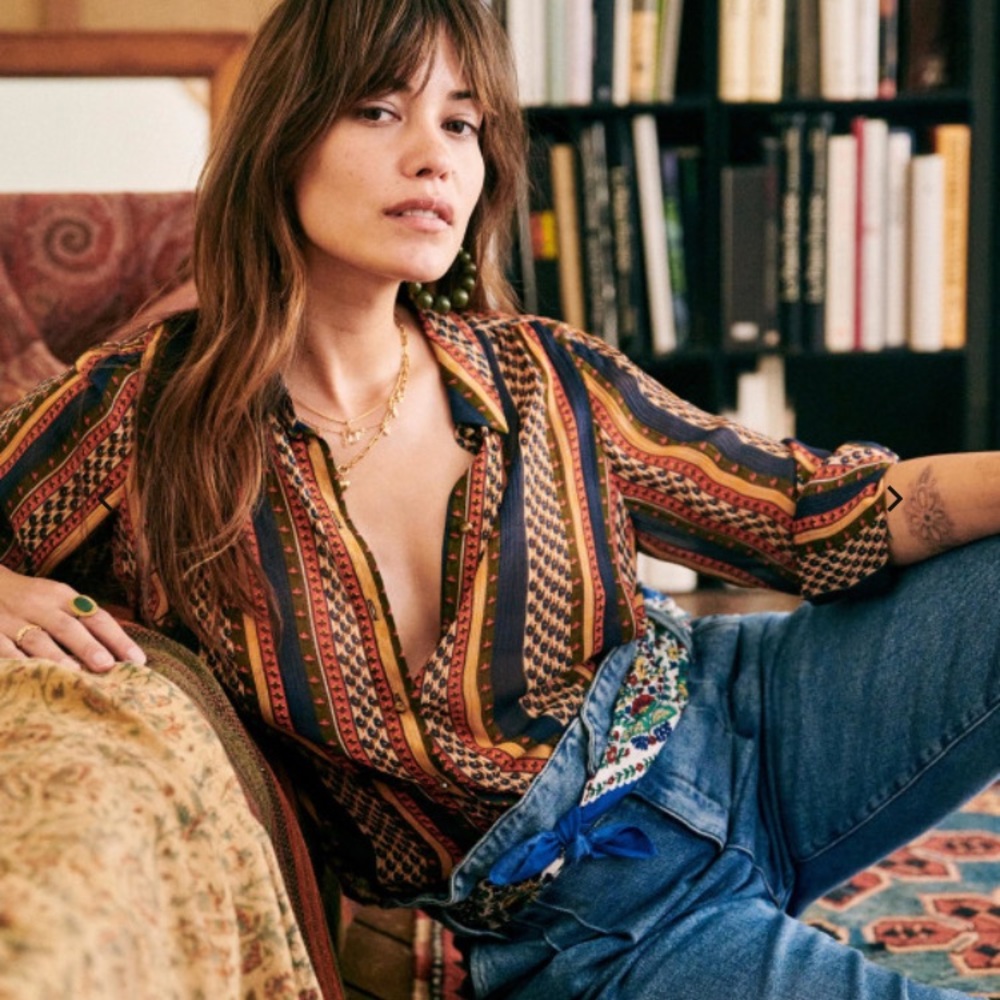 Sezane Multicolor Striped Button Down Shirt